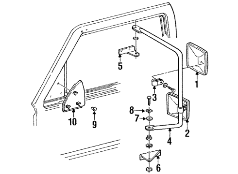 1992 GMC C3500 Outside Mirrors Diagram 2 - Thumbnail