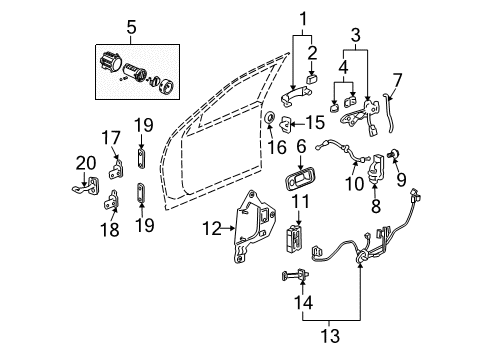 2011 Cadillac STS Bracket, Door Lock & Outside R/View Mirror & Power Window Control Diagram for 15257356