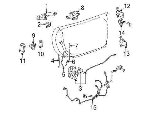 2007 Pontiac Solstice Front Side Door Lock Assembly Diagram for 20826656