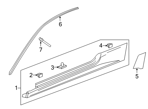 2013 Cadillac CTS Protector, Rocker Panel Rear Molding Diagram for 23119419