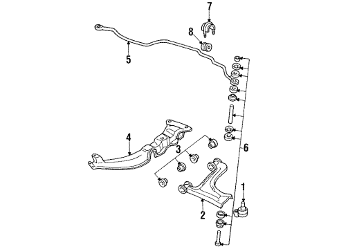 1986 Oldsmobile Calais Front Suspension, Control Arm, Stabilizer Bar Diagram 2 - Thumbnail