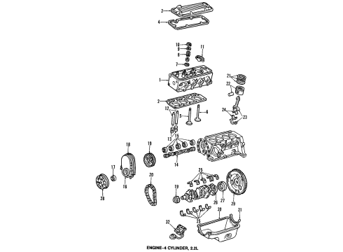 1993 Oldsmobile Cutlass Ciera Engine Parts & Mounts, Timing, Lubrication System Diagram 2 - Thumbnail