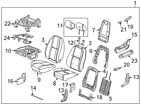 2010 GMC Yukon Front Seat Components Diagram 2 - Thumbnail