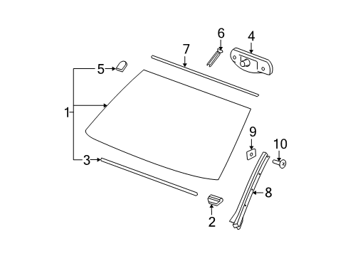 2007 Chevy Avalanche Windshield Glass, Reveal Moldings Diagram