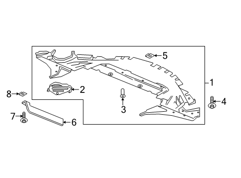 2020 Buick Envision Deflector Assembly, Underbody Front Air Diagram for 84197387