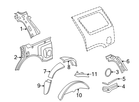 2013 Cadillac Escalade Inner Components - Quarter Panel Diagram 2 - Thumbnail