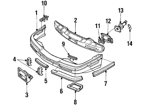 1990 Buick Riviera Front And Rear Bumper, Cover Diagram for 1644501