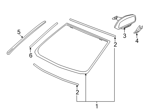 2014 Chevy Caprice Windshield Glass, Reveal Moldings Diagram