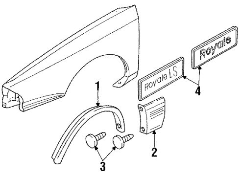 1994 Oldsmobile 88 Front Fender Emblem Assembly *Red Diagram for 25554624