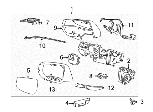 2019 Cadillac XTS Mirror Assembly, Outside Rear View Diagram for 84159982