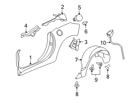 2007 Saturn Sky Door Assembly, Fuel Tank Filler Diagram for 10369847