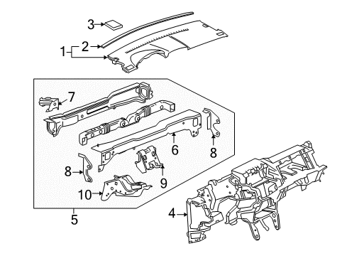 2009 Pontiac Torrent Cluster & Switches, Instrument Panel Diagram 1 - Thumbnail