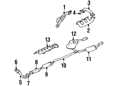 1998 Buick Riviera Exhaust Muffler Assembly W/Tail Pipe RH (Service) Diagram for 25668335