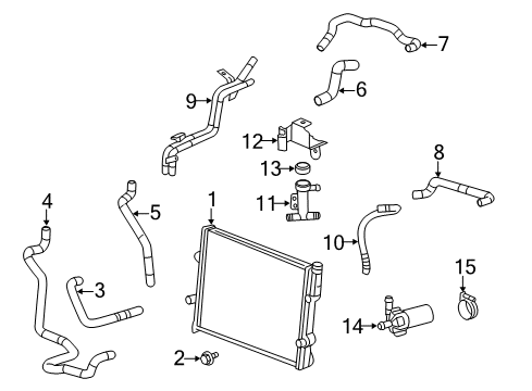 2012 Cadillac CTS Turbocharger Intercooler, Coolant Hose Diagram for 25888143