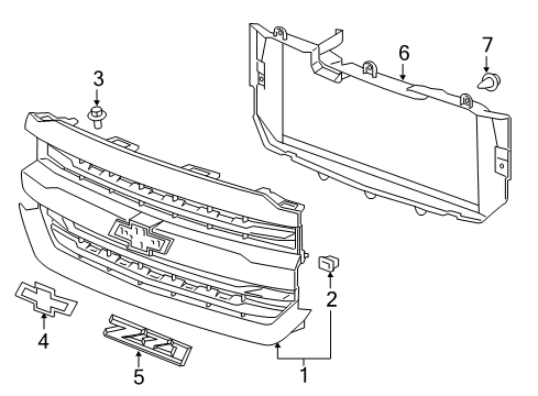 2019 Chevy Silverado 1500 Grille Kit,Front *Paint To Match Diagram for 84056784