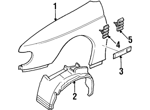 1999 Cadillac Catera Liner,Front Fender Diagram for 90494108