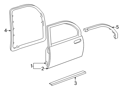 2005 Buick Park Avenue Rear Door, Body Diagram