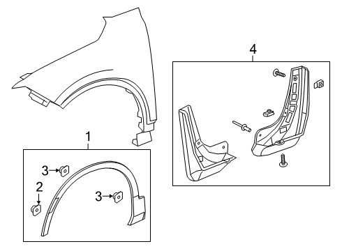 2020 Chevy Blazer Molding Assembly, Front Whl Opg *Service Prim Diagram for 84703073