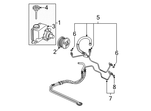 2004 Pontiac Grand Prix P/S Pump & Hoses, Steering Gear & Linkage Diagram 3 - Thumbnail