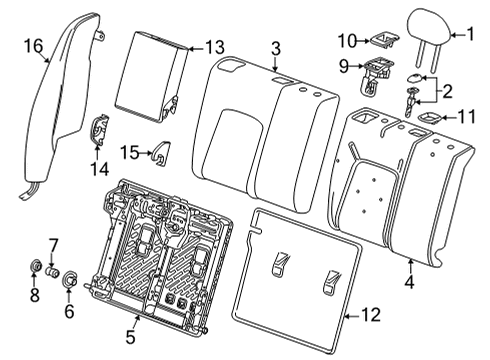 2021 Chevy Trailblazer Bezel, R/Seat Bk Lat Rel Hdl *Jet Black Diagram for 42703402