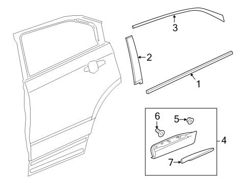 2022 Buick Envision Insert, Rear S/D Mldg *Chrome M Diagram for 84590444