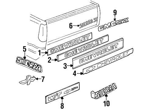 1994 GMC K3500 Exterior Trim - Pick Up Box Diagram 2 - Thumbnail