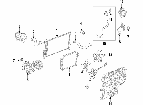 2020 GMC Sierra 1500 Cooling System, Radiator, Water Pump, Cooling Fan Diagram 8 - Thumbnail