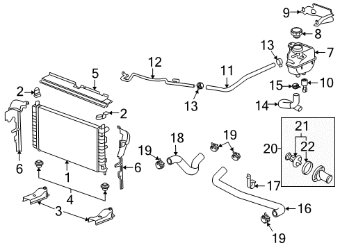 2009 Chevy Malibu Radiator & Components Diagram 3 - Thumbnail