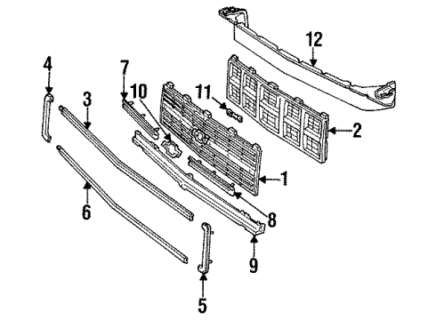 1989 Chevy V1500 Suburban Grille & Components Diagram