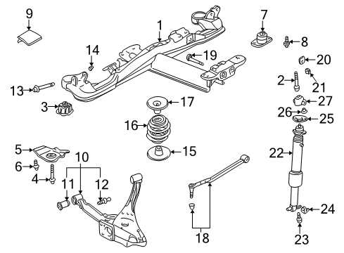 2003 Cadillac DeVille Rear Suspension Components, Upper Control Arm, Stabilizer Bar Diagram 1 - Thumbnail