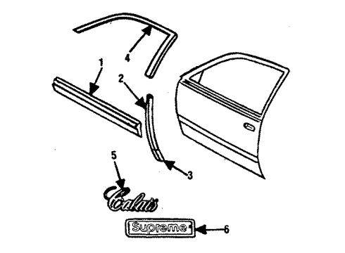 1986 Oldsmobile Calais Molding, Edge Gd Front Door *Grey Diagram for 20717270