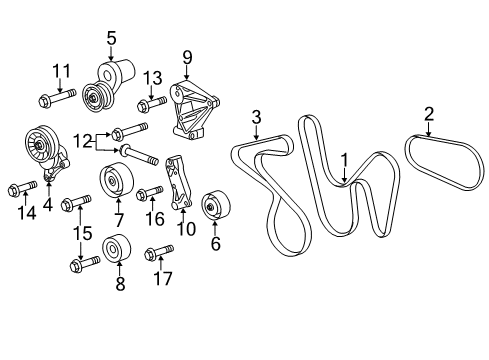 2009 Cadillac CTS Belt, Water Pump & Generator Diagram for 12621991