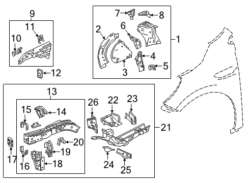 2024 Buick Enclave Reinforcement, F/Cmpt Inr S/Rl Frt Diagram for 84240692