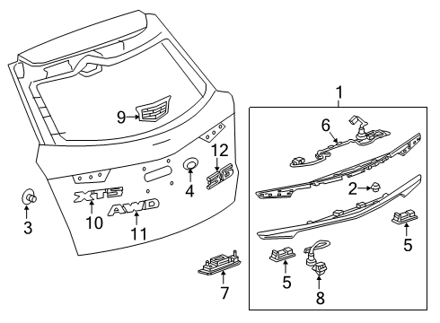 2020 Cadillac XT5 Exterior Trim - Lift Gate Diagram 1 - Thumbnail