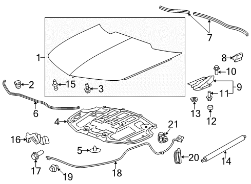 2015 Chevy Camaro Hood & Components, Exterior Trim, Body Diagram 1 - Thumbnail