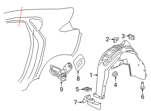 2017 Chevy Volt Liner Assembly, Rear Wheelhouse Diagram for 23400164