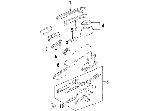 1997 Chevy Lumina Extension, Front Wheelhouse Panel Diagram for 10204749