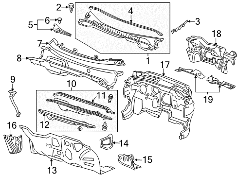 2014 Cadillac ELR Panel Assembly, Dash Upper Extension Diagram for 22937517