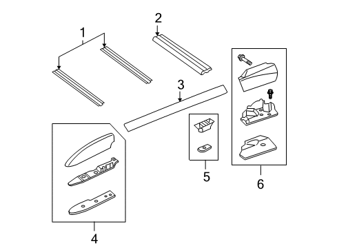 2003 Chevy Tahoe Support,Luggage Carrier Side Rail Diagram for 15171714