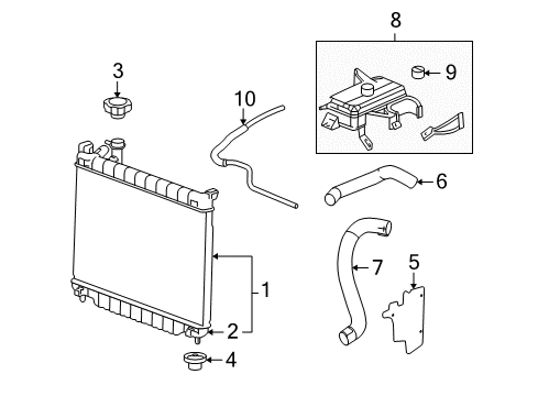 2006 Buick Rainier Tank Kit,Radiator Outlet Diagram for 89022555