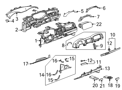 2006 Chevy SSR Bracket Assembly, Instrument Panel Driver Knee Bolster Diagram for 15783129