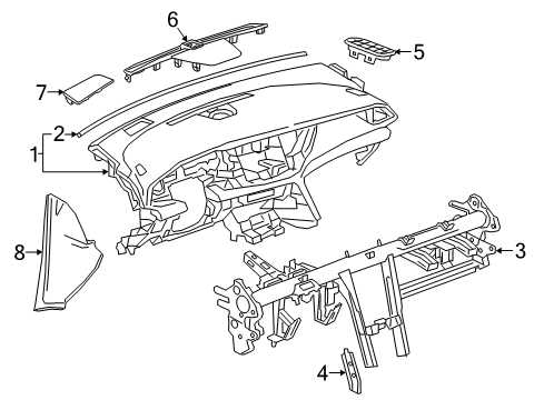 2020 Buick Regal Sportback Grille Assembly, Windshield Defroster Nozzle *Jet Black Diagram for 13486250