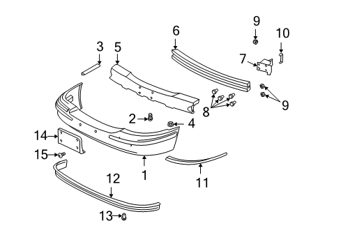 1997 Buick Park Avenue Molding, Front Bumper Fascia Diagram for 25623862