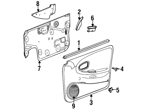 2000 Saturn SL Interior Trim - Front Door Diagram