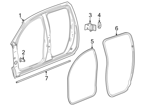 2023 Chevy Colorado WEATHERSTRIP ASM-FRT & RR S/D LWR AUX Diagram for 85632355