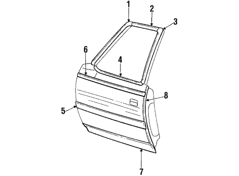 1984 Oldsmobile 98 Molding Kit,Front Side Door Diagram for 9637412