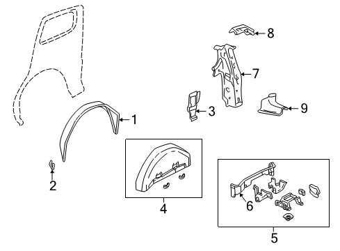 2003 Pontiac Montana Inner Structure - Side Panel Diagram 2 - Thumbnail