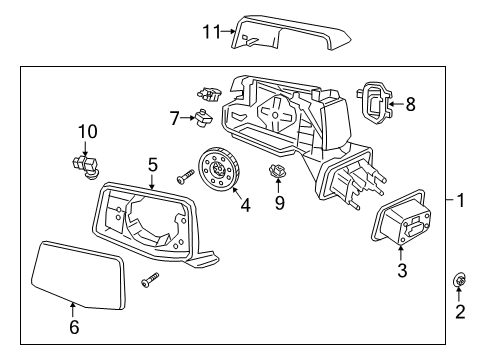 2019 GMC Sierra 1500 Mirror Assembly, O/S Rr View (W/O Cvr) Diagram for 84823225