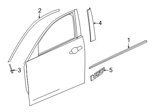 2017 Cadillac ATS Molding Assembly, Front Side Door Window Belt Reveal Diagram for 22970641