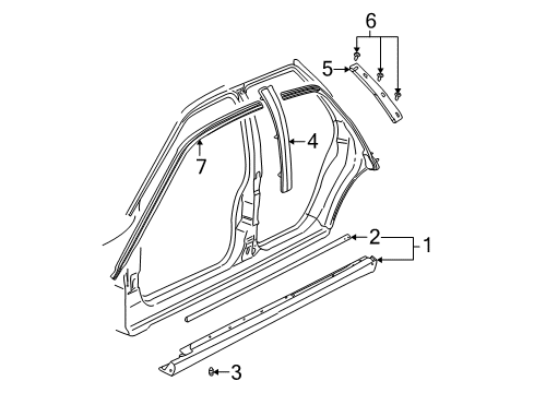 2001 Saturn LW200 Weatherstrip Asm,Front & Rear Side Door Upper Diagram for 22718869